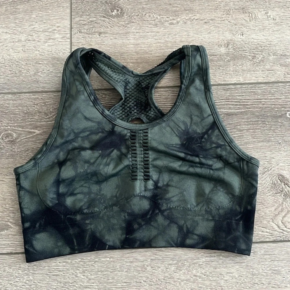 Soul Cycle Interval Sports Bra Urban Chic Dark Olive Black - Tie Dye small - Picture 2 of 4